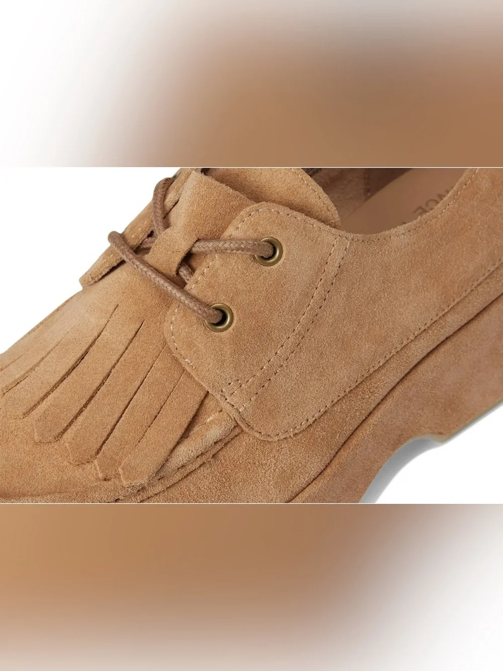 Kork-Ease Penelope Platform Oxford Shoes Natural Suede Kiltie Fringe Lace Up 9